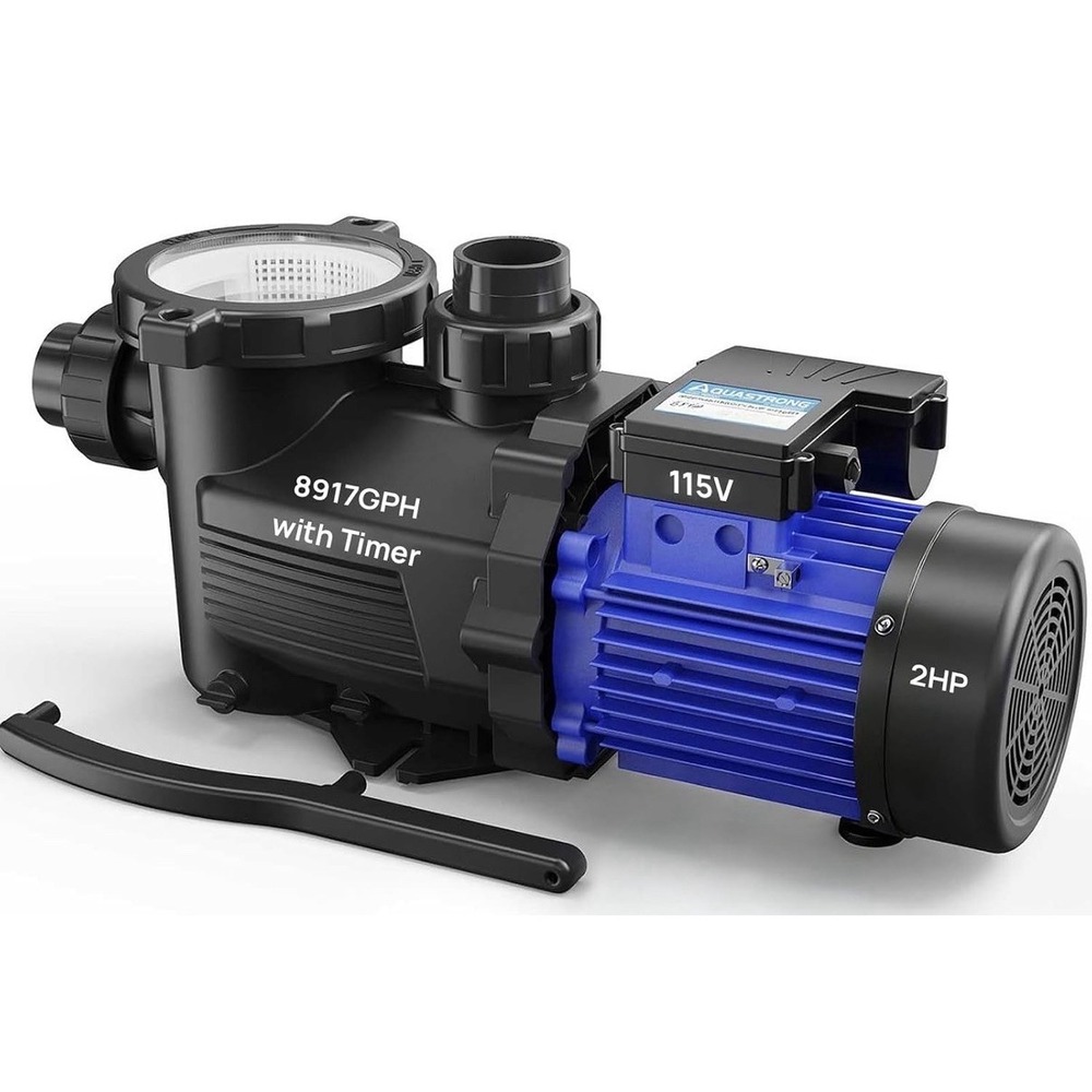 AQUASTRONG 2 HP In/Above Ground Single Speed Pool Pump, 8917 GPH High Flow -